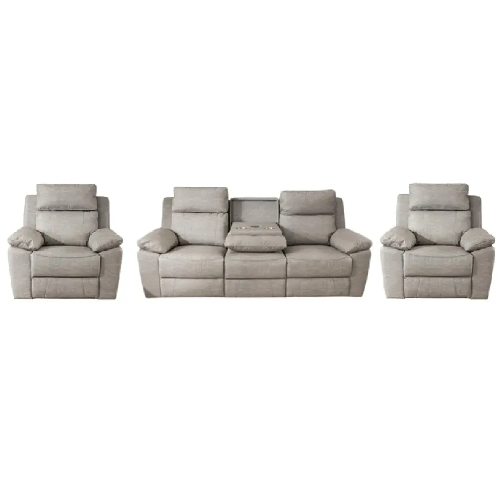 Hanford 3+1+1 Seater Electric Recliner Sofa Set - Grey, Fabric