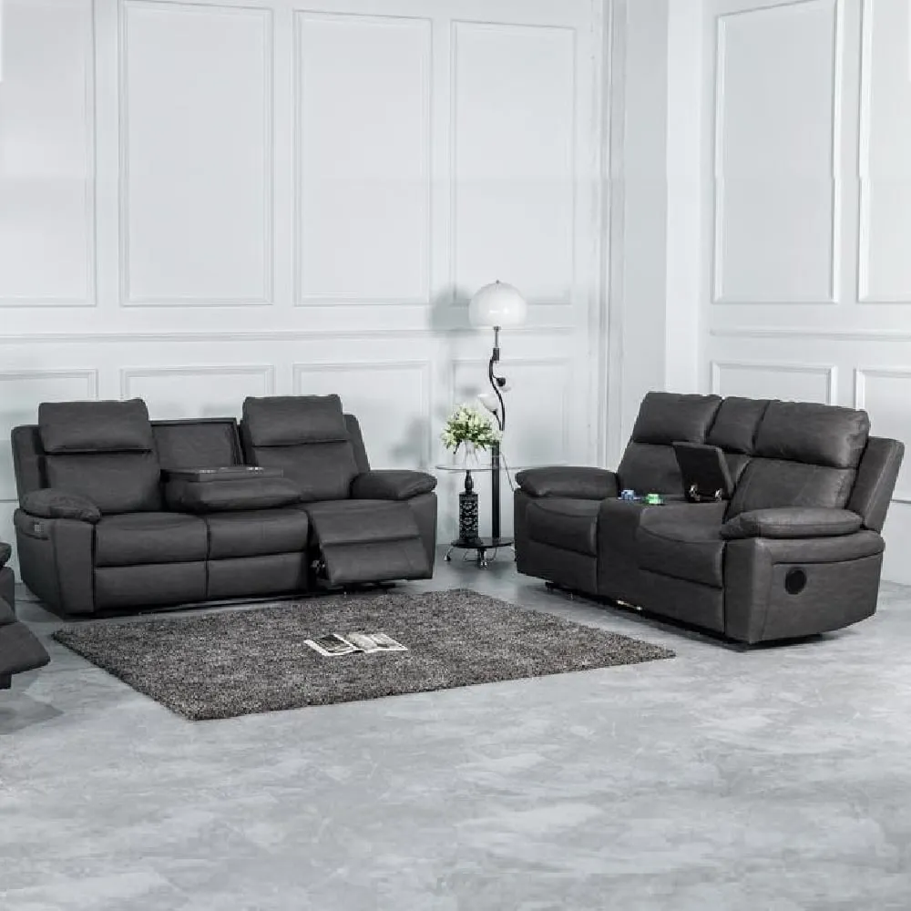 Hanford 3+2 Seater Electric Recliner Sofa Set - Grey, Fabric