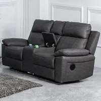 Hanford 2-Seater Electric Recliner Sofa with Console - Dark Grey, Fabric alternate view