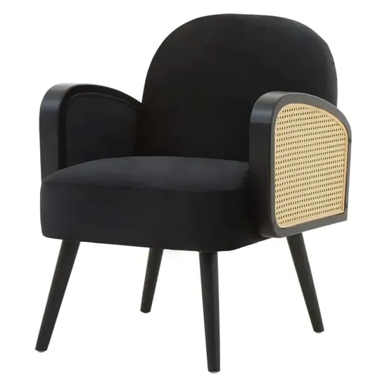 Hanford Velvet Armchair - Black