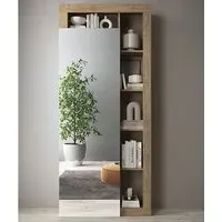 Hanmer 1-Door Mirrored Wardrobe with Shelves - Knotty Oak