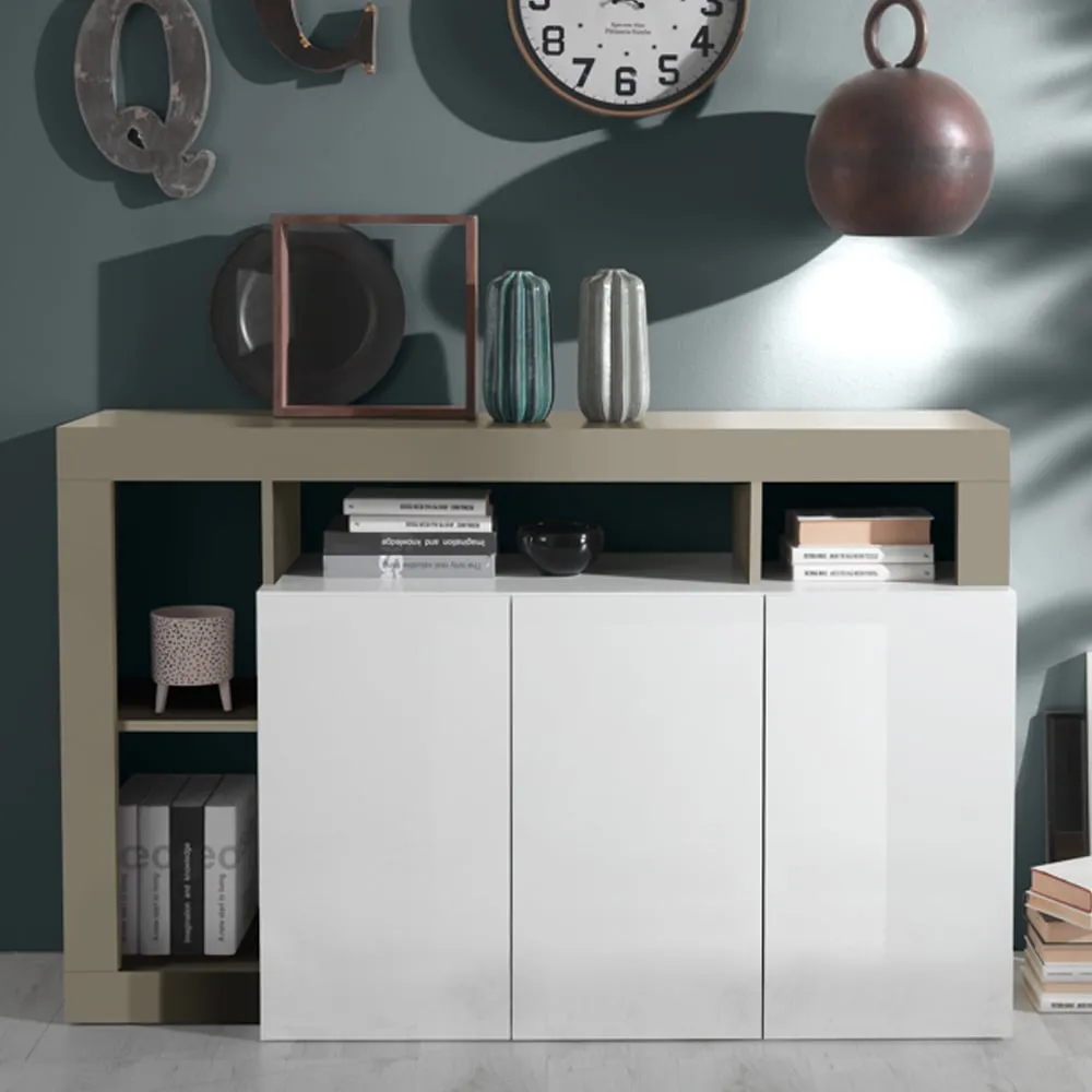 Hanmer 3-Door Sideboard - White, High Gloss