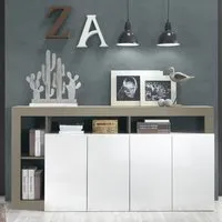 Hanmer 4-Door Sideboard - White, High Gloss