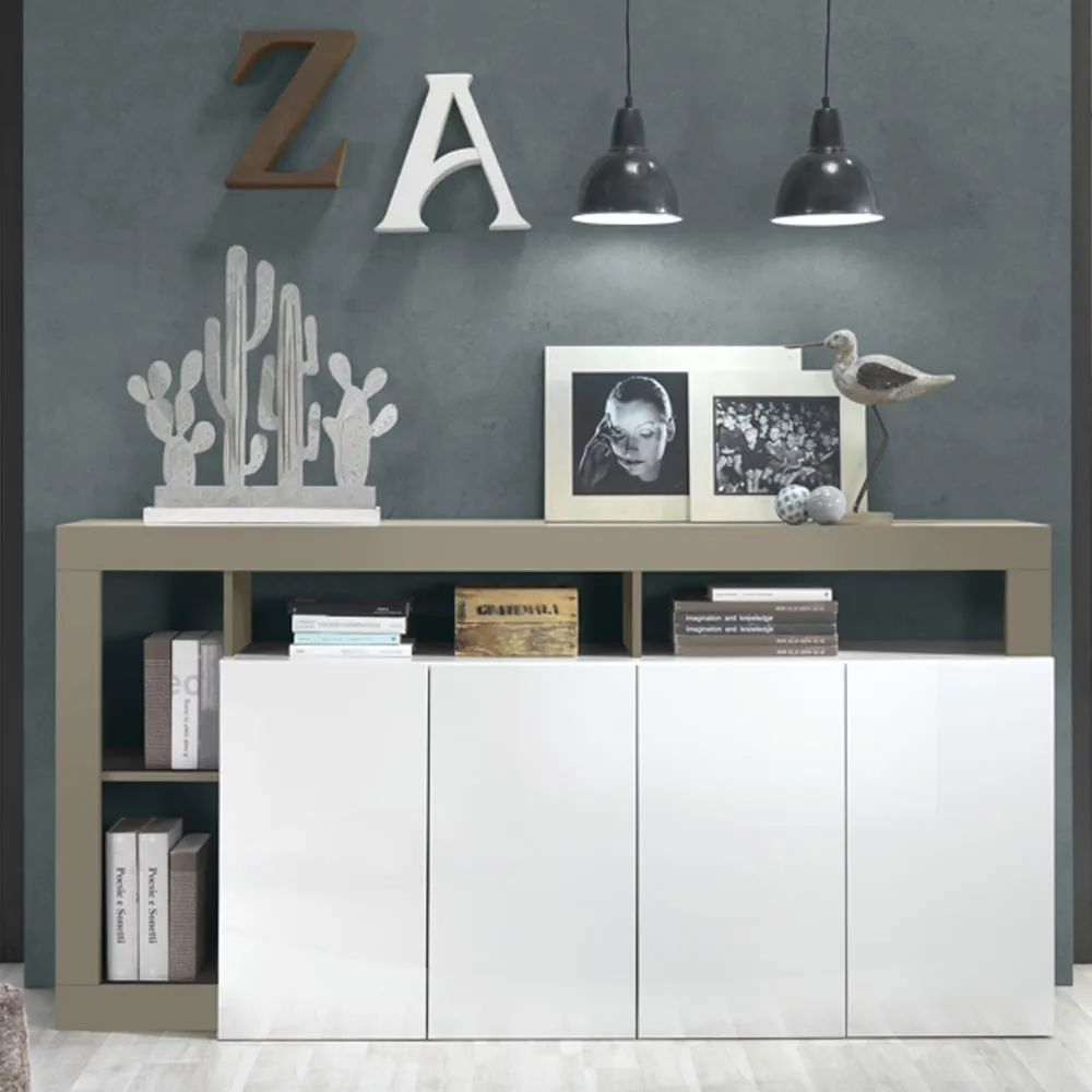 Hanmer 4-Door Sideboard - White, High Gloss