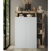 Hanmer High Gloss Shoe Storage Cabinet 2 Doors - White, Pear