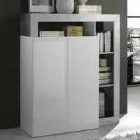 Hanmer Highboard with 2 Doors - White, Cement
