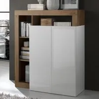 Hanmer Highboard with 2 Doors - White, High Gloss