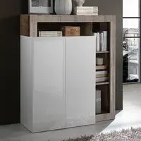 Hanmer Highboard with 2 Doors - White, High Gloss