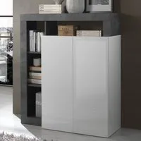 Hanmer Highboard with 2 Doors - White, High Gloss
