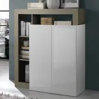 Hanmer Highboard with 2 Doors - White, High Gloss