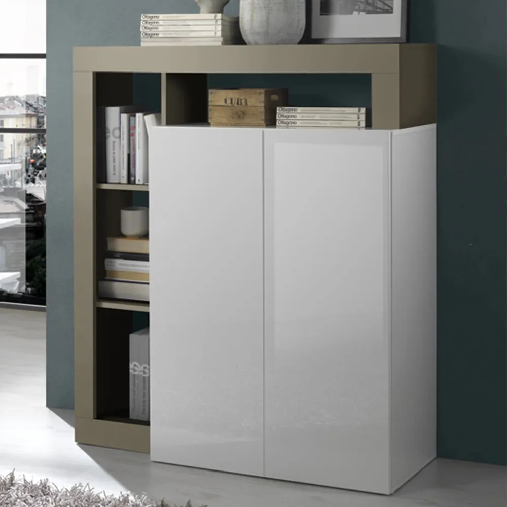 Hanmer Highboard with 2 Doors - White, High Gloss image
