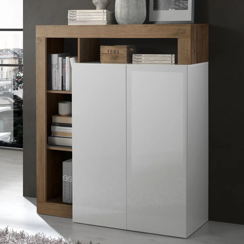 Hanmer Highboard with 2 Doors - White, High Gloss image