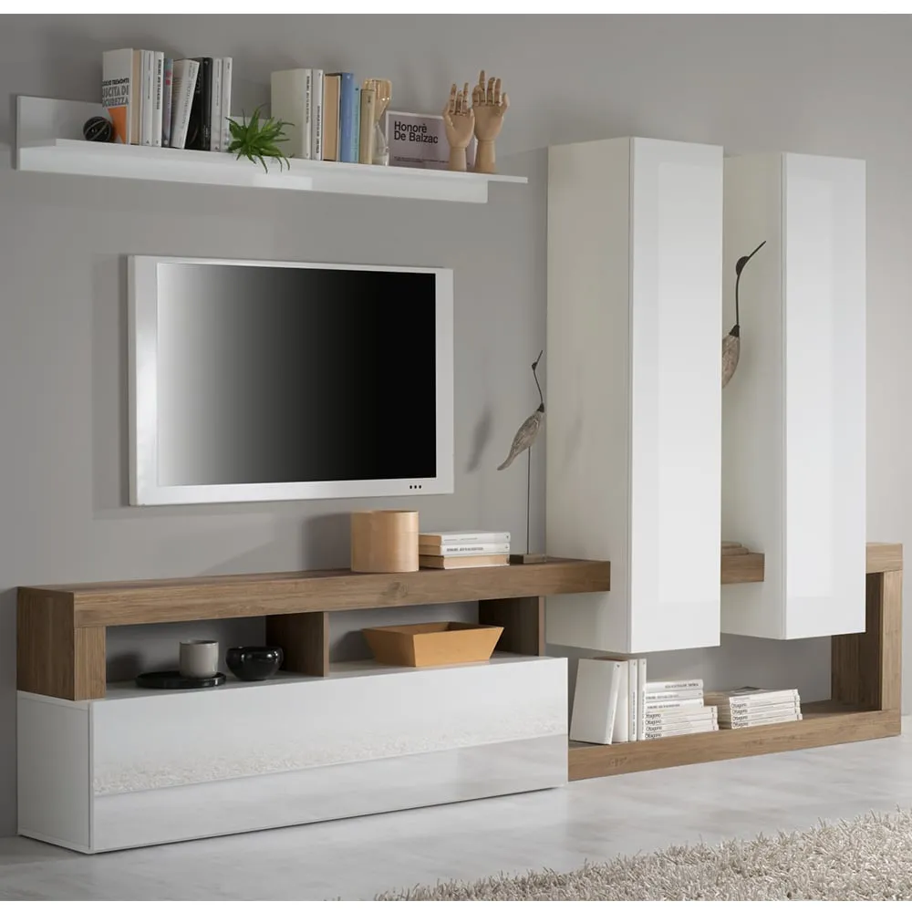 Hanmer Large Wall Entertainment Unit - White Gloss, Mercure