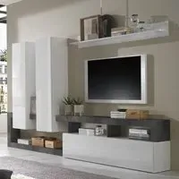 Hanmer Large Wall Entertainment Unit - White Gloss, Oxide