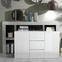 Hanmer Sideboard with 2 Doors 3 Drawers - White, Cement