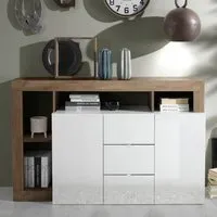 Hanmer Sideboard with 2 Doors 3 Drawers - White, High Gloss