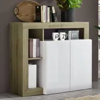 Hanmer Sideboard with 2 Doors - White, Cadiz Oak