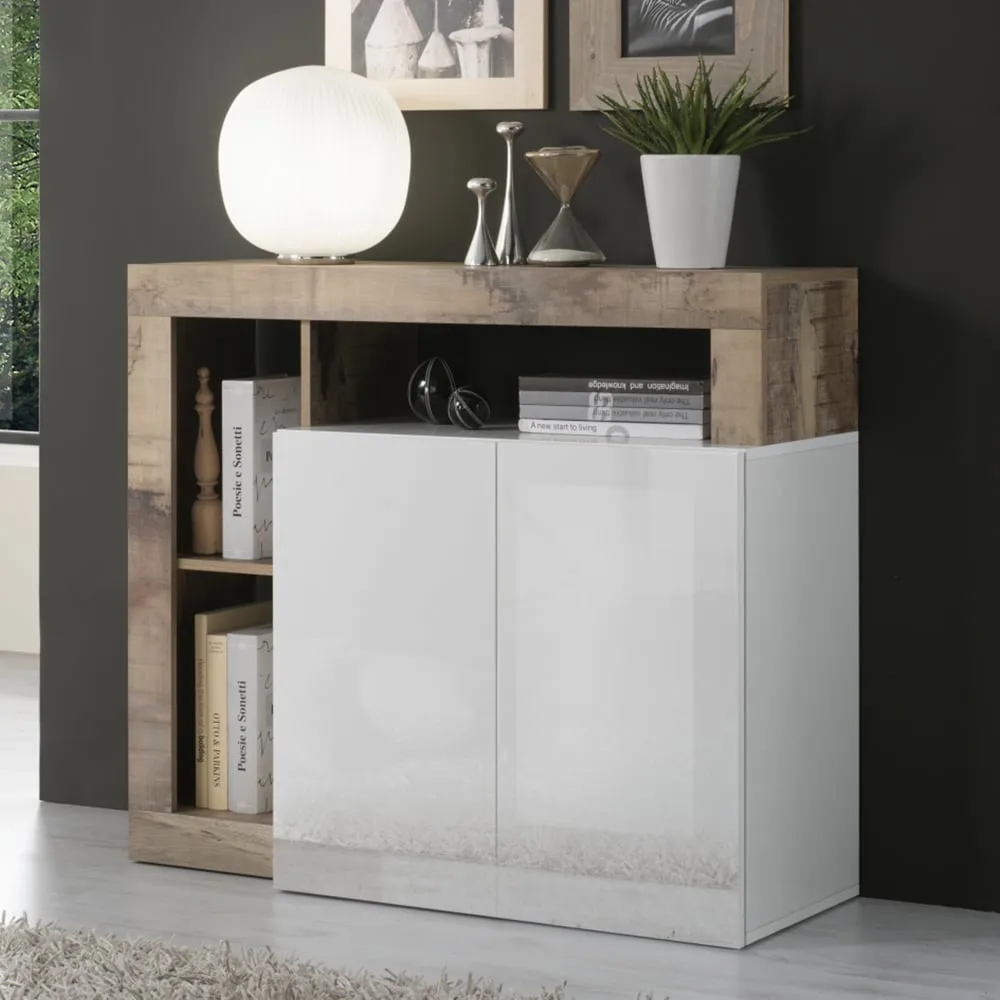 Hanmer Sideboard with 2 Doors - White, High Gloss
