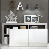 Hanmer Sideboard with 4 Doors - White, Cement