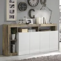 Hanmer Sideboard with 4 Doors - White, High Gloss