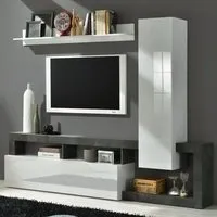 Hanmer Small Wall Entertainment Unit - White Gloss, Oxide