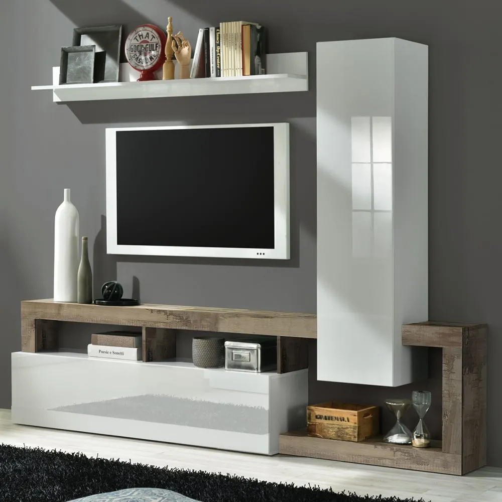 Hanmer Small Wall Entertainment Unit - White Gloss, Pero
