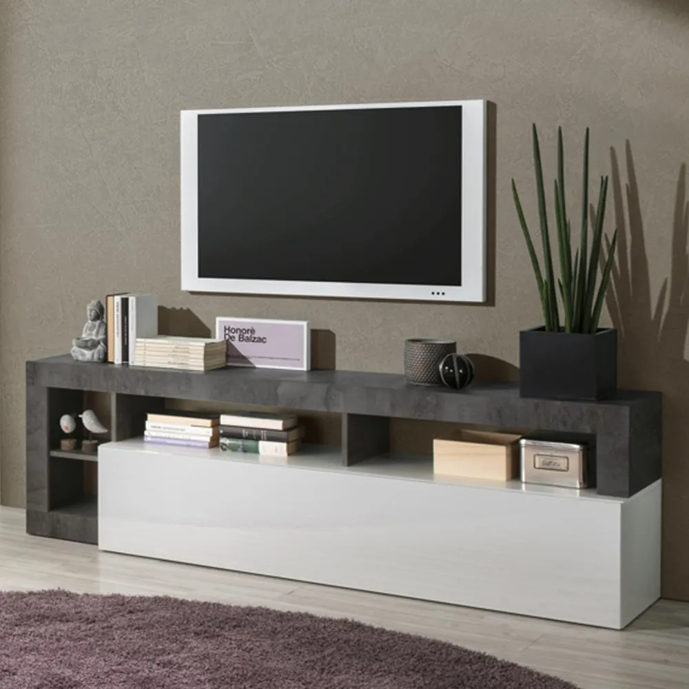 Hanmer TV Stand with Flap Door - White, Oxide