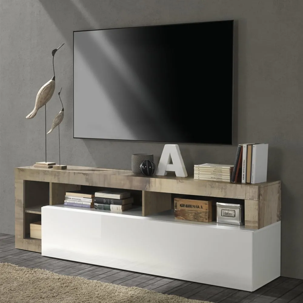 Hanmer TV Stand with Flap Door - White, Pero
