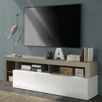 Hanmer TV Stand with Flap Door - White, Pewter