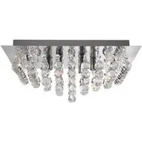Hanna 6 Lamp Square Ceiling Light - Chrome, Crystal