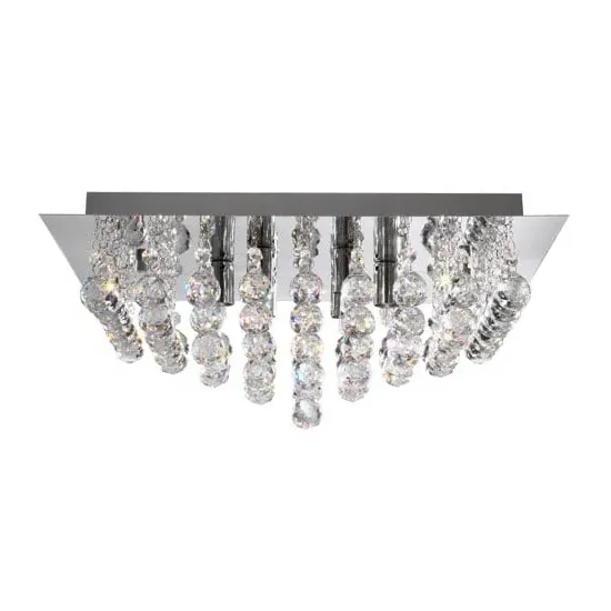 Hanna 6 Lamp Square Ceiling Light - Chrome, Crystal