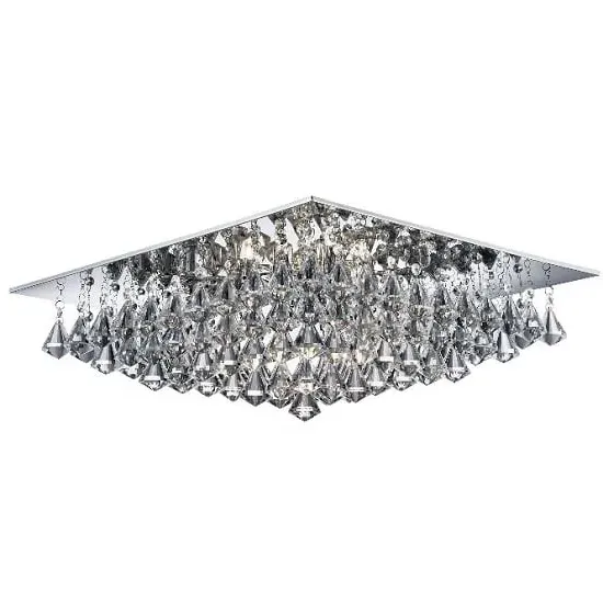 Hanna 8 Light Square Ceiling Fitting with Crystal Drops - Chrome