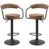 Hanna Bar Stools In Pair - Brown, Leather