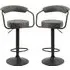 Hanna Bar Stools In Pair - Grey, Leather