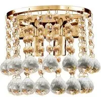 Hanna Double Wall Light with Crystal Ball - Gold