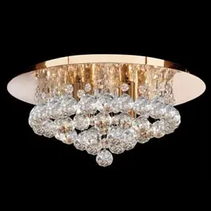 Hanna Semi Flush 4 Light Ceiling Light - Gold, Crystal