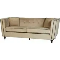 Hannah 3-Seater Sofa with Button Tufting - Mink, Velvet