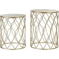 Hannah Glass Set of 2 Side Tables with Curved - Champagne