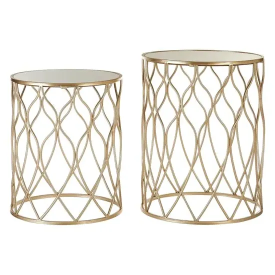 Hannah Glass Set of 2 Side Tables with Curved - Champagne image