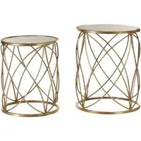 Hannah Glass Set of 2 Side Tables with Sparkle - Champagne