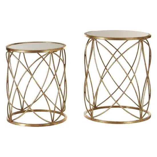 Hannah Glass Set of 2 Side Tables with Sparkle - Champagne