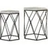 Hannah Hexagonal Set Of 2 Side Tables - Black, Marble
