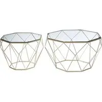 Hannah Octagonal Glass Set of 2 Side Tables - Champagne
