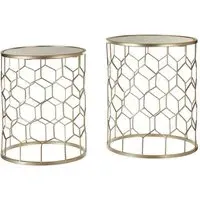 Hannah Round Set Of 2 Side Tables - Champagne, Glass