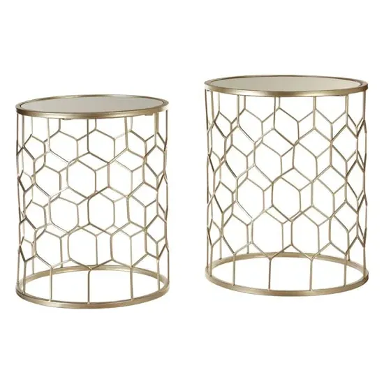 Hannah Round Set Of 2 Side Tables - Champagne, Glass image