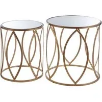 Hannah Round Set Of 2 Side Tables - Gold, Glass