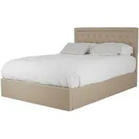 Hannata Double Ottoman Bed with Storage - Beige, Hopsack Fabric