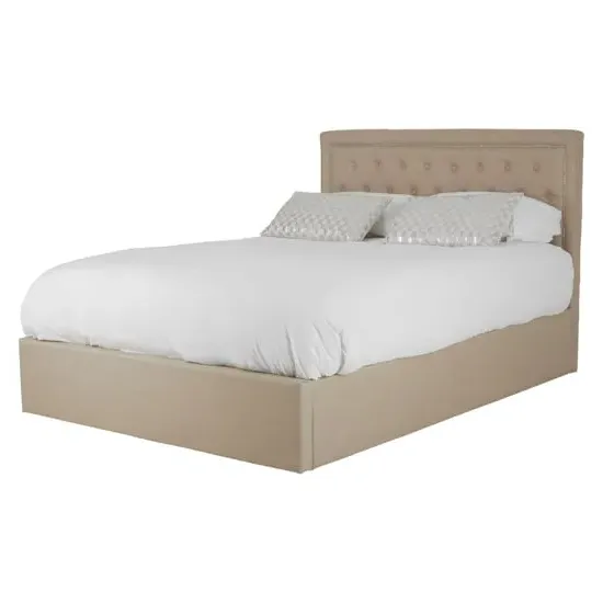 Hannata Double Ottoman Bed with Storage - Beige, Hopsack Fabric image