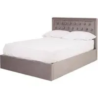 Hannata Double Storage Ottoman Bed - Brushed Steel, Velvet