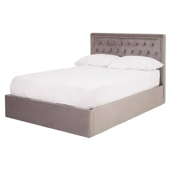 Hannata Double Storage Ottoman Bed - Brushed Steel, Velvet image